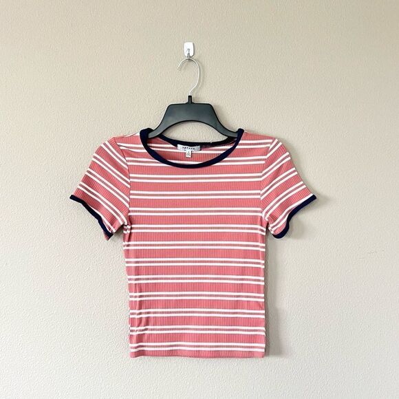Papaya Ribbed Striped Tee - Picture 1 of 5